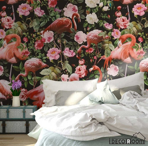 Image of Medieval  flamingo rose wallpaper wall murals IDCWP-HL-000406