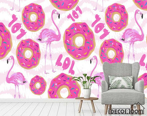 Nordic character flamingo donut decorative wallpaper wall murals IDCWP-HL-000416