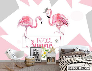 Nordic hcrown flamingo wallpaper wall murals IDCWP-HL-000417