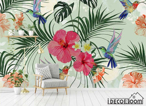 Nordic  Tropical Plant Leaf Flamingo Sofa wallpaper wall murals IDCWP-HL-000427