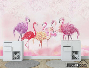 Nordic  flamingo pink wallpaper wall murals IDCWP-HL-000455