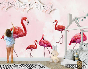 Nordic  dandelion flamingo wallpaper wall murals IDCWP-HL-000456