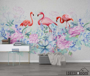 Nordic  plant flowers flamingo wallpaper wall murals IDCWP-HL-000481