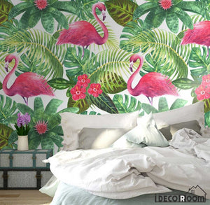 Nordic  watercolor flamingos tropical wallpaper wall murals IDCWP-HL-000486