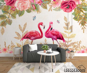 European  rose flamingo sofa wallpaper wall murals IDCWP-HL-000512