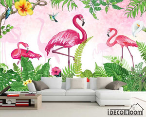 green scenery flamingo wallpaper wall murals IDCWP-HL-000521