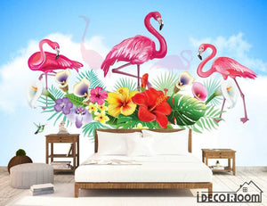 green scenery flamingo wallpaper wall murals IDCWP-HL-000522