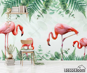 Nordic minimalist  flamingo tropical plantwallpaper wall murals IDCWP-HL-000569