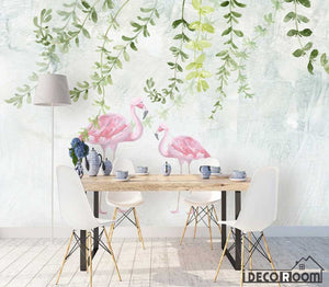 Nordic Watercolor Flamingo Sofa wallpaper wall murals IDCWP-HL-000570