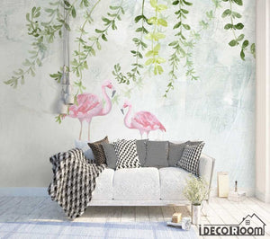 Nordic Watercolor Flamingo Sofa wallpaper wall murals IDCWP-HL-000570