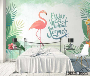 New Chinese style green leaf flamingo wallpaper wall murals IDCWP-HL-000580