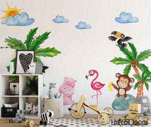 Nordic simple cartoon animal plant wallpaper wall murals IDCWP-HL-000583