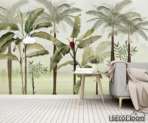 Nordic rainforest banana leaf wallpaper wall murals IDCWP-HL-000591