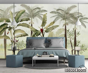 Nordic rainforest banana leaf wallpaper wall murals IDCWP-HL-000591