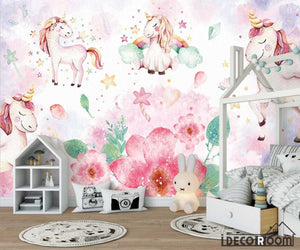 Pink Nordic Simple Unicorn wallpaper wall murals IDCWP-HL-000593