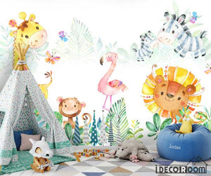 Forest plant cartoon animal  watercolor wallpaper wall murals IDCWP-HL-000607