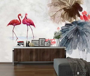 flamingo simple elegant Nordic wallpaper wall murals IDCWP-HL-000611