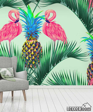 Flamingo tropical plant rainforest wallpaper wall murals IDCWP-HL-000634