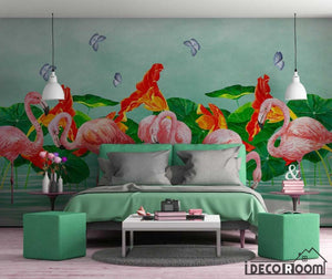 Nordic minimalist  flamingo lotus sofa wallpaper wall murals IDCWP-HL-000640