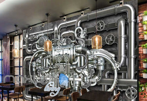 Metal Pipe Work Chrome Engine Art Wall Murals Wallpaper Decals Prints Decor IDCWP-JB-000039