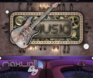 Steam Punk Music Guitar Mural Metal Art Wall Murals Wallpaper Decals Prints Decor IDCWP-JB-000040