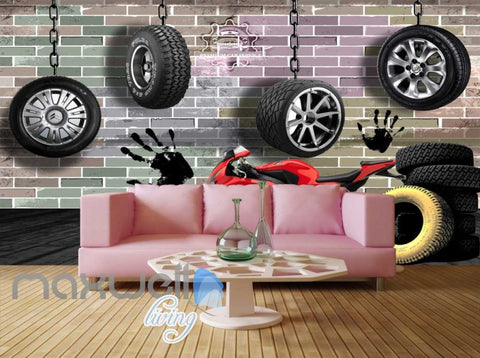 Racing Cars 3d Smashed Wall Sticker Poster Room Decoration Decal