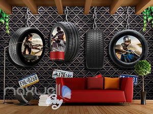 Motorcyle Tire Hanging Metal Wall Art Wall Murals Wallpaper Decals Prints Decor IDCWP-JB-000073