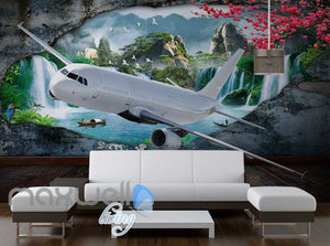 Plane Breakthrough Wall Travel Holiday Art Wall Murals Wallpaper Decals Prints Decor IDCWP-JB-000083