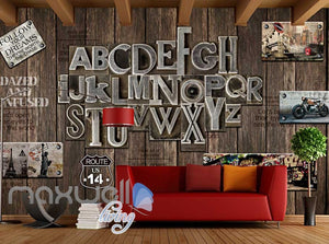 World Letter Display Wood Wall Design Art Wall Murals Wallpaper Decals Prints Decor IDCWP-JB-000095