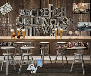 World Letter Display Wood Wall Design Art Wall Murals Wallpaper Decals Prints Decor IDCWP-JB-000095