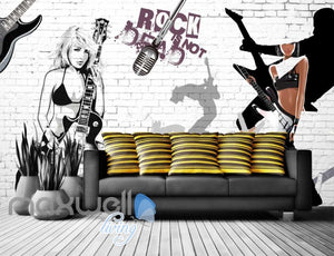 Girl Rock Star Wall Design Art Wall Murals Wallpaper Decals Prints Decor IDCWP-JB-000104