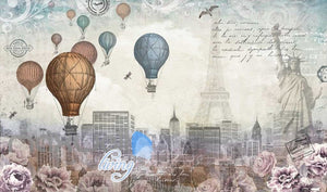 World Timeline Hot Air Ballon Art Art Wall Murals Wallpaper Decals Prints Decor IDCWP-JB-000129