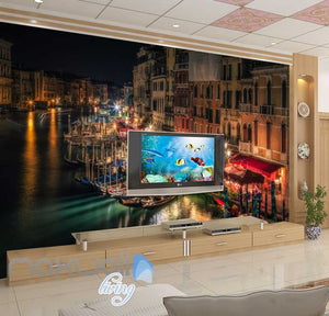 Venice Boats River Lights Photo Art Wall Murals Wallpaper Decals Prints Decor IDCWP-JB-000144