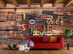 World Letter Collection Wood Wall Art Wall Murals Wallpaper Decals Prints Decor IDCWP-JB-000173