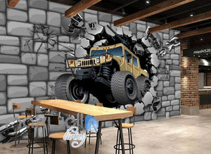 Concrete Wall Break Through Cartoon Art Wall Murals Wallpaper Decals Prints Decor IDCWP-JB-000187