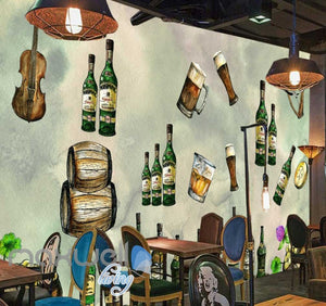 Alcohol Bottle Glass Collection Art Wall Murals Wallpaper Decals Prints Decor IDCWP-JB-000191