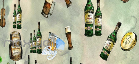 Image of Alcohol Bottle Glass Collection Art Wall Murals Wallpaper Decals Prints Decor IDCWP-JB-000191