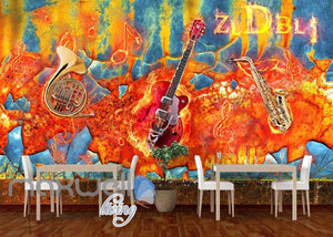 Graffitti Wall Jazz Instruments Art Wall Murals Wallpaper Decals Prints Decor IDCWP-JB-000210