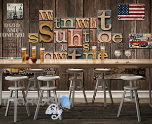 Wood Wall With Metal Pictures Of Cities And Letters Art Wall Murals Wallpaper Decals Prints Decor IDCWP-JB-000216