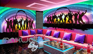 Silhouette Of People Dancing On A Colourful Rainbow Art Wall Murals Wallpaper Decals Prints Decor IDCWP-JB-000218