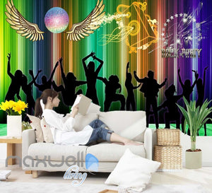 Silhouette Of People Dancing In A Rock Party Art Wall Murals Wallpaper Decals Prints Decor IDCWP-JB-000228