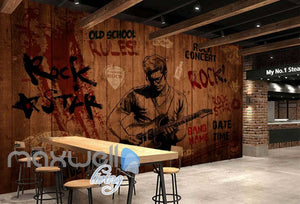 Rock Star Red Wooden Wall  Art Wall Murals Wallpaper Decals Prints Decor IDCWP-JB-000230