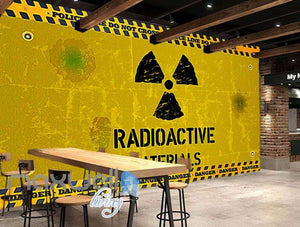 Painted Radioactive Material Sign Yellow Wall Art Wall Murals Wallpaper Decals Prints Decor IDCWP-JB-000242