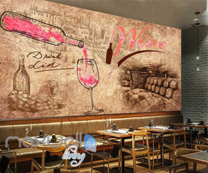 Sepia Paper Wallpaper Drink Wine Art Wall Murals Wallpaper Decals Prints Decor IDCWP-JB-000252