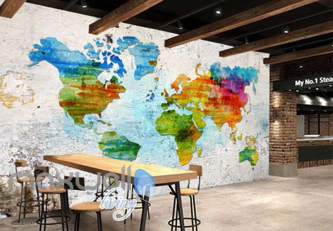 Abstract World Map Nation 3D Wallpaper Wall Decals Wall Art Print Mura –  IDecoRoom