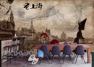 Grunge Poster Of Chinise Town In Sepia Art Wall Murals Wallpaper Decals Prints Decor IDCWP-JB-000315