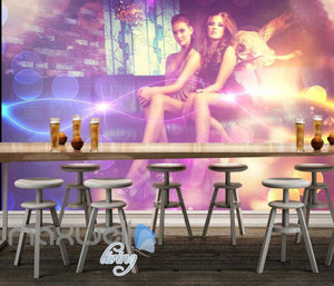 Graphic Art Design Woman Posing In A Bar Art Wall Murals Wallpaper Decals Prints Decor IDCWP-JB-000320