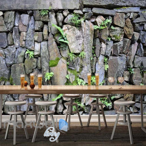 Natural Stone Wall With Plants Wallpaper Art Wall Murals Wallpaper Decals Prints Decor IDCWP-JB-000332