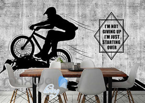 White And Black Poster Of Silhouette Man Riding A Bike Art Wall Murals Wallpaper Decals Prints Decor IDCWP-JB-000355