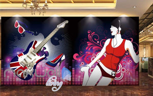 Graphic Art Design London Guitar And Woman  Art Wall Murals Wallpaper Decals Prints Decor IDCWP-JB-000358